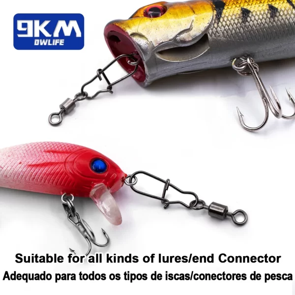 Duo-lock snap gira 50 ~ 200 pçs pesca giratória snap latão inoxidável pesca de água salgada rolamento barril conectores giratórios enfrentar - Imagem 4
