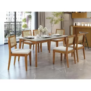 Mesa de Jantar Retangular com 6 Cadeiras