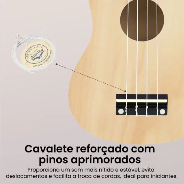 Ukulele Acústico Basswood com Nylon 4 Cordas, Guitarra Baixo, Instrumento Musical para Jogadores Iniciantes, Mini Ukulele, 23" - Imagem 5