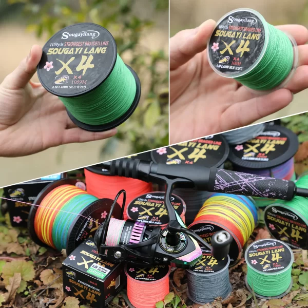 Sougayilang-linha de pesca trançada, tudo para água salgada, pesca marítima, Multifilament PE, 4X, 100 m, 300m, 5 cores, 66LB - Imagem 5