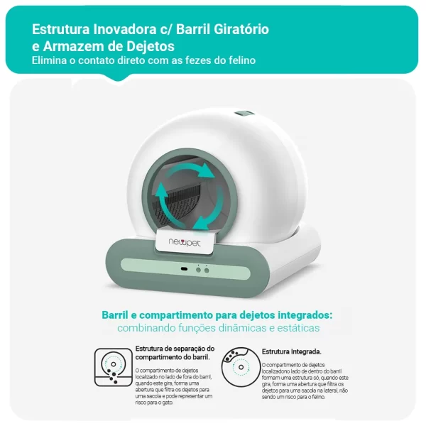 Caixa de areia automática inteligente, controle de aplicativos, vaso sanitário elétrico, prova de respingos, anti odor, sandbox auto-limpante para animais - Imagem 5