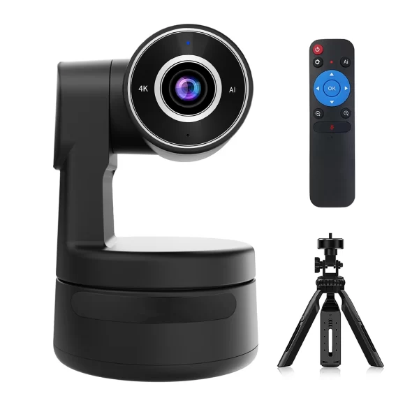 Função AI 4K PTZ Webcam com câmera de microfones Zoom digital 3X Foco de trilha automática para transmissão viva do YouTube Online Meet Video Camera - Imagem 6