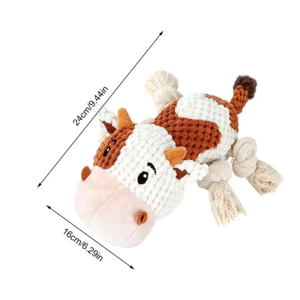 Brinquedos estridentes para cães, macio e confortável, brinquedo de mastigar, vaca de pelúcia, brinquedos interativos para cães pequenos, médios e grandes - Imagem 5
