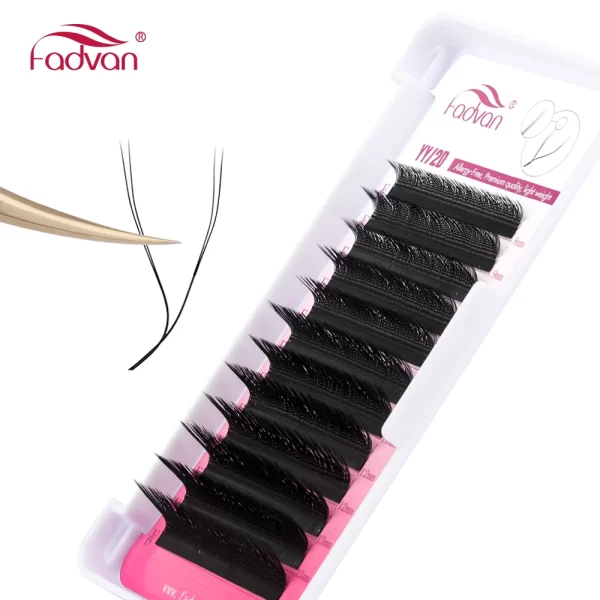 FADVAN YY Cílios 30 PCS L/LU/L + Curl YY Forma Cílios Preto Pré-fabricados Volume Fãs Envio do Brasil - Imagem 6