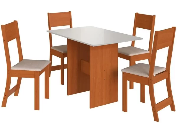 Mesa de Jantar 4 Cadeiras Retangular Freijo e Off White Indekes Luiza - Imagem 3