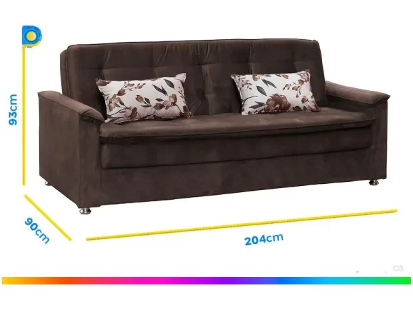 Sofá-cama Casal 3 Lugares Reclinável Veludo - Imagem 6