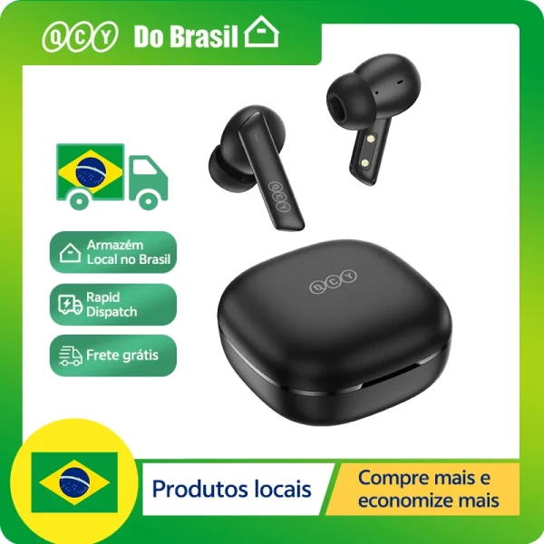 QCY HT05 ANC fone de ouvido sem fio 40dB cancelamento de ruído Bluetooth 5.2 fone de ouvido 6 microfone ENC HD chamada TWS fones de ouvido modo de transparência