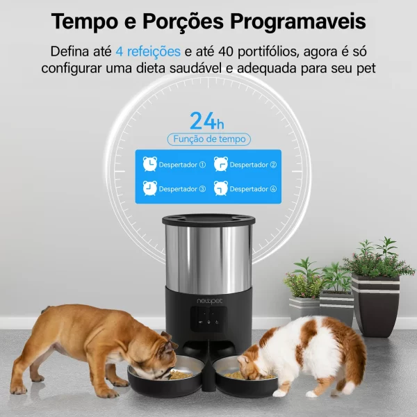 Newpet 5l alimentador para animais de estimação com aplicativo tuya alimentador automático para gatos dispensador de comida para cães inteligente wi fi cronometragem quantitativa alimentação de aço inoxidável - Imagem 2