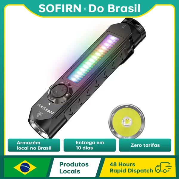 Sofirn if24 rgb luz sst40 2000lm poderosa lanterna led 5v 2a 18650 usb c recarregável tocha ip66 à prova dip66 água com magnético