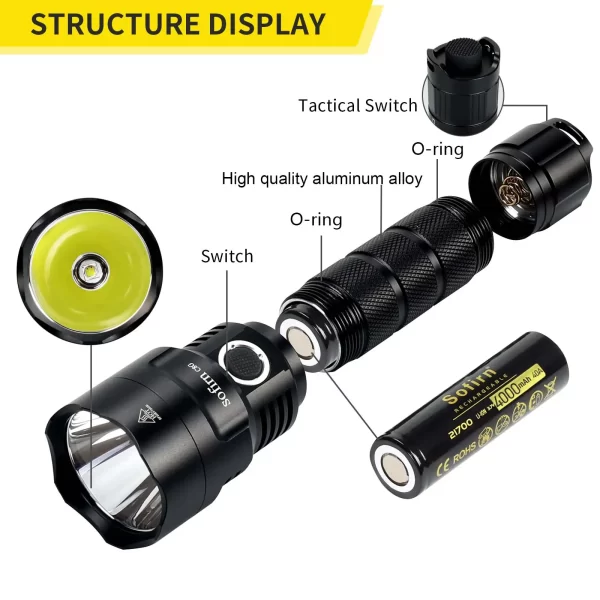 Sofirn c8g poderosa lanterna led 21700 sst40 18650 com indicador de energia lanterna tocha 2 grupos ramping sos farol ao ar livre - Imagem 2