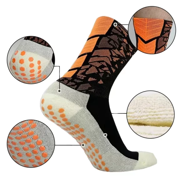 6 Pares,Meias Longas de Futebol Multicoloridas, Antiderrapantes de Silicone, Malha Respirável, Meias Esportivas Masculinas - Imagem 5