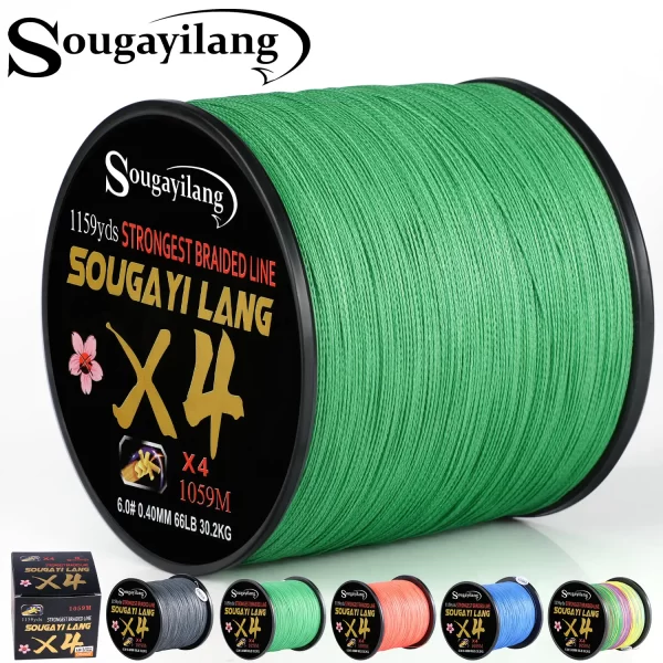 Sougayilang-linha de pesca trançada, tudo para água salgada, pesca marítima, Multifilament PE, 4X, 100 m, 300m, 5 cores, 66LB