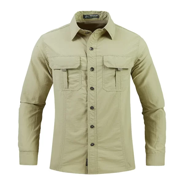 Homens verão tático camisas de manga comprida eua quente ao ar livre multi-bolso exército verde à prova dwaterproof água verão acampamento pesca carga camisas - Imagem 2