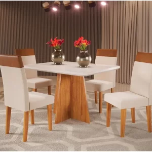 Mesa de Jantar Retangular Viena com 4 Cadeiras
