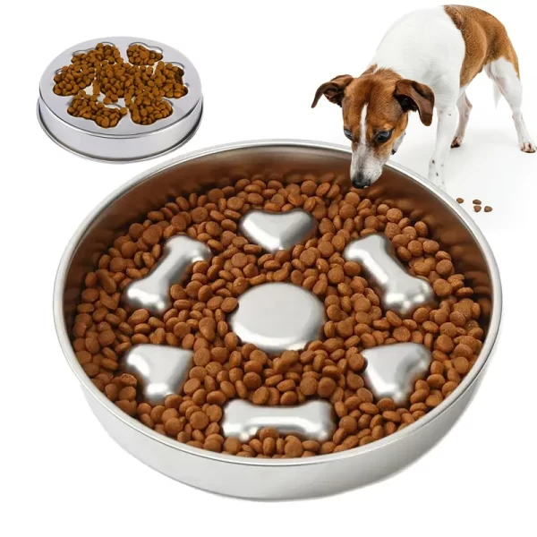 Suprimentos para animais de estimação Newpet, tigela de comida lenta de aço inoxidável para cães, bacia de alimentação para gatos, tigela anti-asfixia e anti-retorno