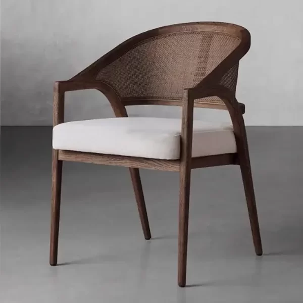 Nordic madeira maciça rattan cadeira de jantar casa hóspedes hotel teahouse restaurante encosto única cadeira - Imagem 2
