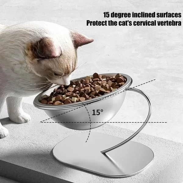 Prato elevado para gatos, recipiente de comida para cães de aço inoxidável, tigela levantada para animais de estimação com base estável, acessórios de alimentação para gatos pequenos a médios - Imagem 2