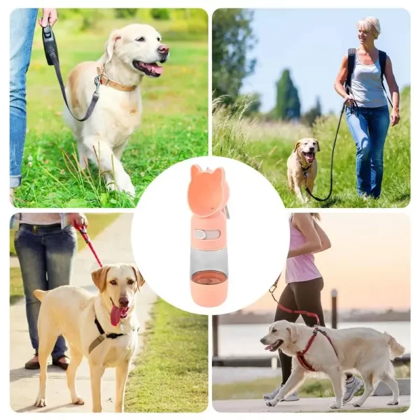 Garrafa de água para viagem de cachorro, tigela de viagem à prova de vazamento, alimentador com recipiente de comida, acessórios ao ar livre para caminhar - Imagem 4