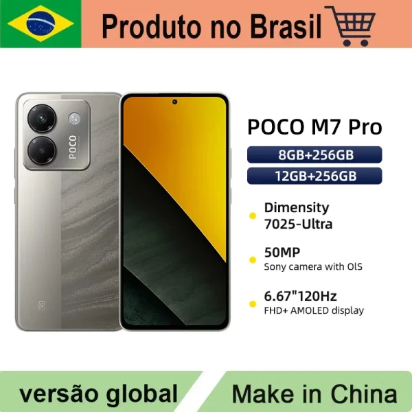 Xiaomi Poco M7 PRO 5G Smartphone, Octa-Core, 120hz fhd + Display Amoled