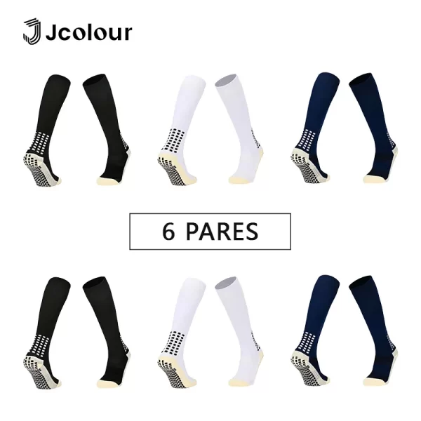 Meias de Futebol Antiderrapantes e Ciclismo - Kit com 6 Pares