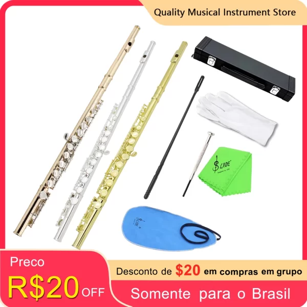 SLADE Frete Grátis Flauta de Tom C de 16 Buracos com Chave E Instrumento de Sopro Flauta de Cuproníquel de Concerto com Bolsa Acolchoada Peças de Música