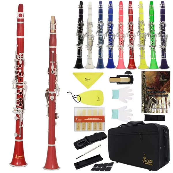SLADE Clarinete Bb colorido 17 teclas 6 anéis clarinete com kit de limpeza palhetas peças prática de jogo para estudantes/iniciantes - Imagem 2