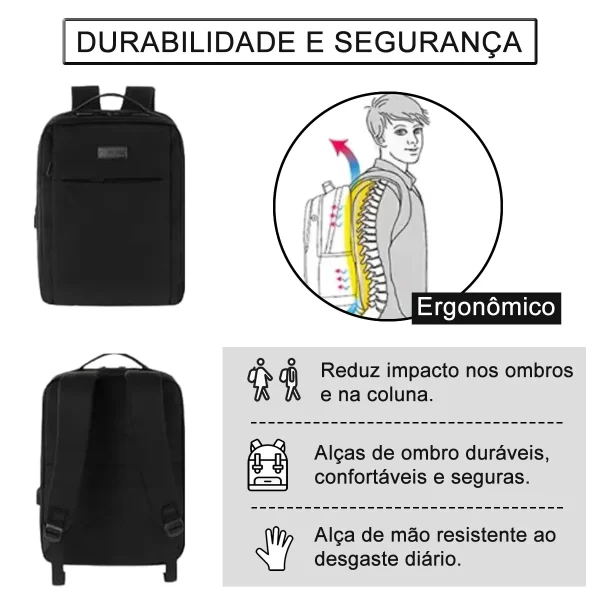 Mochila Bolsa Casual Executiva Notebook Reforçada Premium - Imagem 6