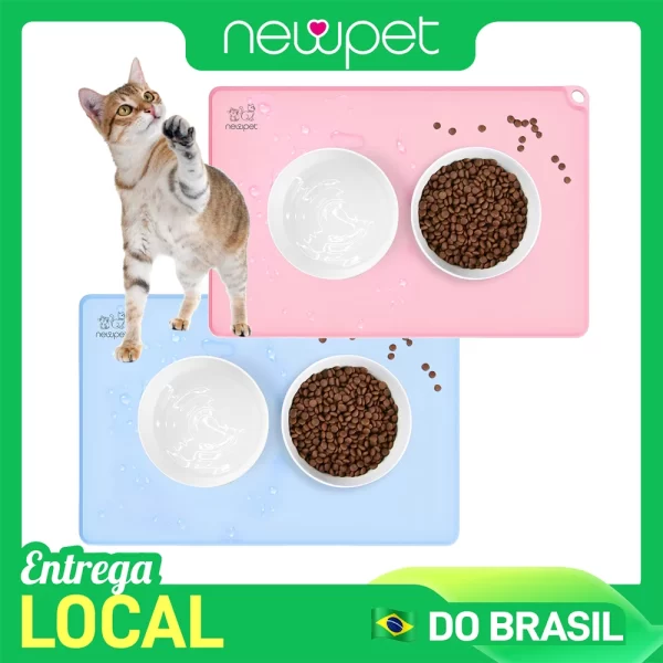 Newpet silicone para alimentação de animais de estimação, tigela de comida para cães e gatos, antiaderente, à prova d'água, almofada de alimentação para animais de estimação, bandeja alimentadora de cachorro
