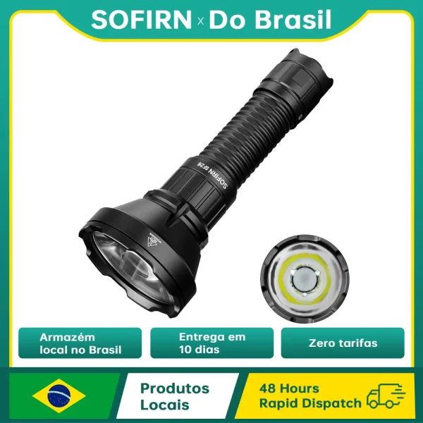 Sofirn SF26 21700 Lanterna tática 2000lm 964m Tocha recarregável USB C de longo alcance com interruptor de cauda dupla IPX-8