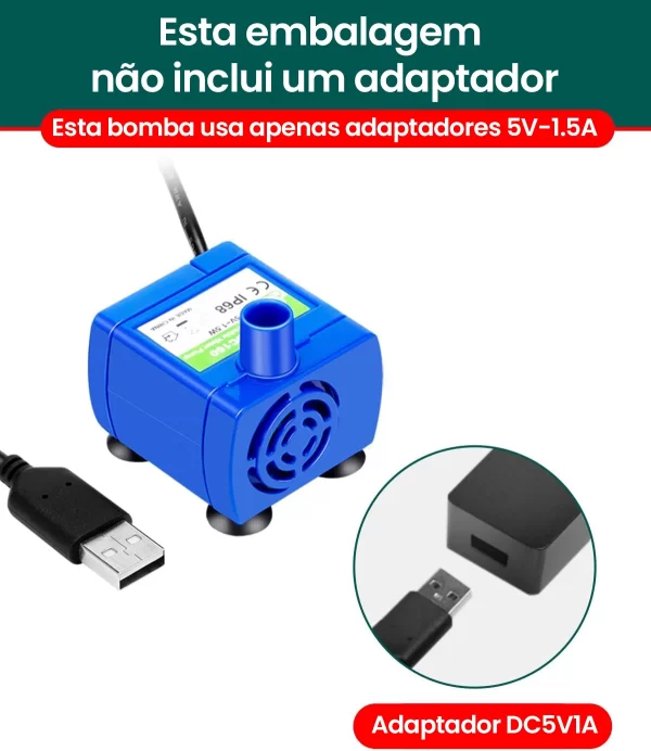 Newpet Mini bomba submersível DC 5V 160L/H 1,5W Bomba de água USB ultra-silenciosa para animais de estimação Bomba de água com motor sem escova - Imagem 2