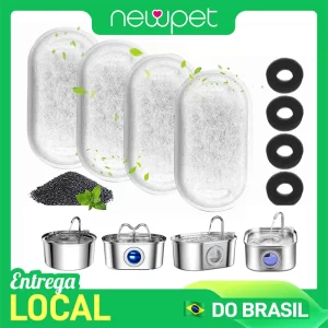 Bebedouro de Aço Inoxidável para Gatos com Filtros