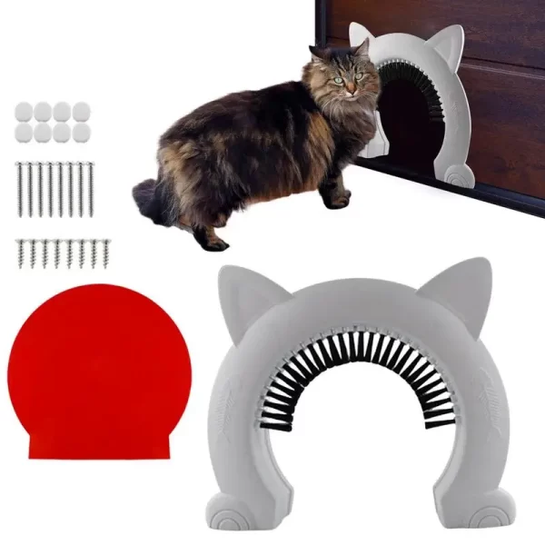 Access Direction Controller Toy para Pet Training, ABS Gate Kit Porta com escova limpa para gatos e gatinhos, Door Hole - Imagem 3