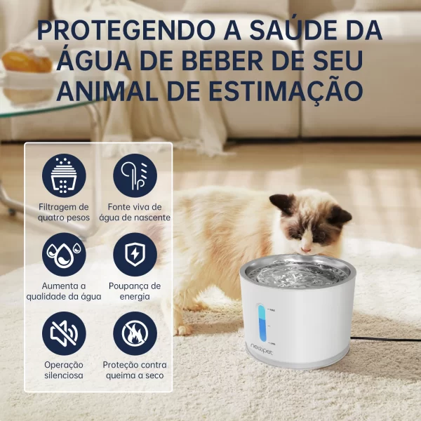Newpet Bebedouro automático para gatos e animais de estimação de 2,4 litros com LED elétrico USB para cães e gatos bebedouro automático para animais de estimação - Imagem 2