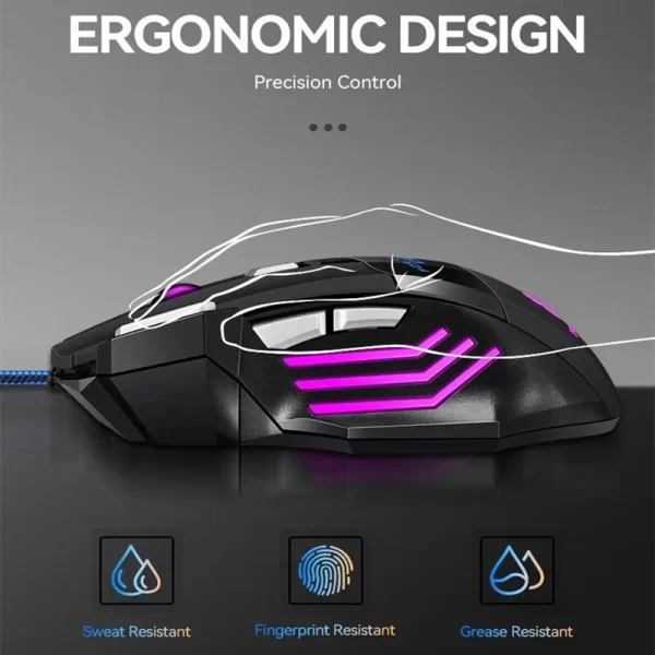 Mouse x7 botão retroiluminado mouse ergonômico 5500 dpi mouse ajustável, adequado para pc laptop desktop mouse - Imagem 3