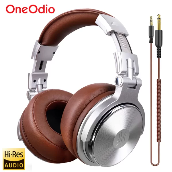 Oneodio fones de ouvido com fio profissional estúdio dj fone de ouvido com microfone sobre a orelha de alta resolução monitoramento para música telefone