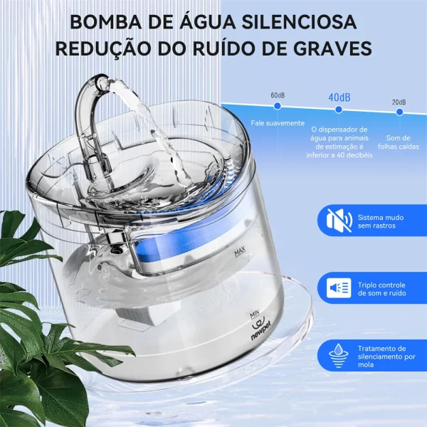 Pet distribuidor automático de água, bebedouro, circulação inteligente, temperatura constante, cão, gato - Imagem 4