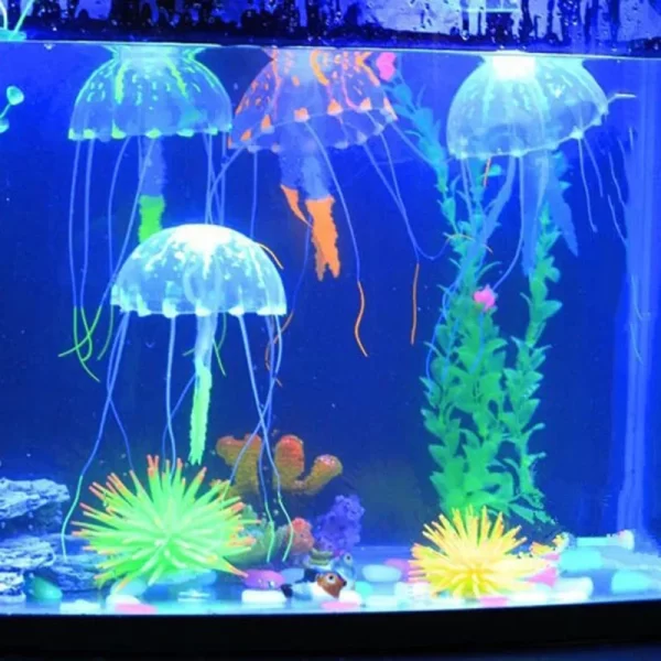 Nadar efeito brilhante água-viva artificial decoração do aquário tanque de peixes subaquático planta viva ornamento luminoso paisagem aquática - Imagem 2