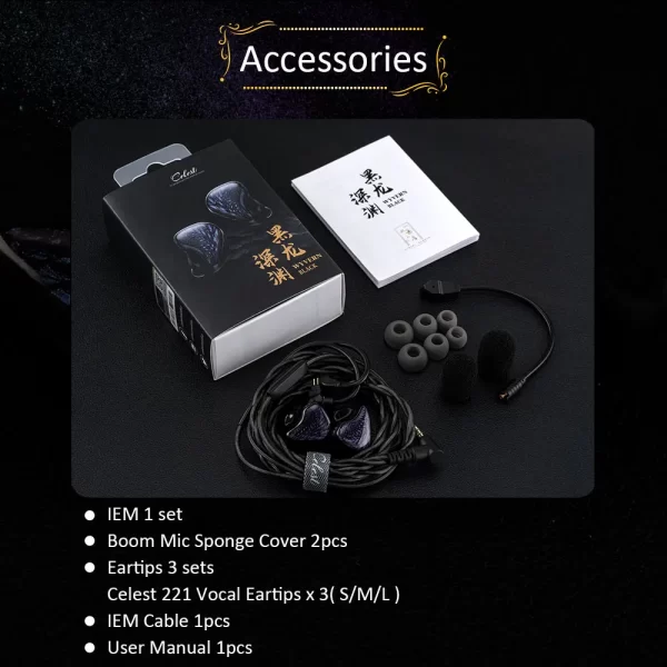 Novo celest wyvern preto pro com microfone de lança destacável fones de ouvido intra-auriculares 10mm lcp driver dinâmico iems cabo fones de ouvido de áudio - Imagem 5