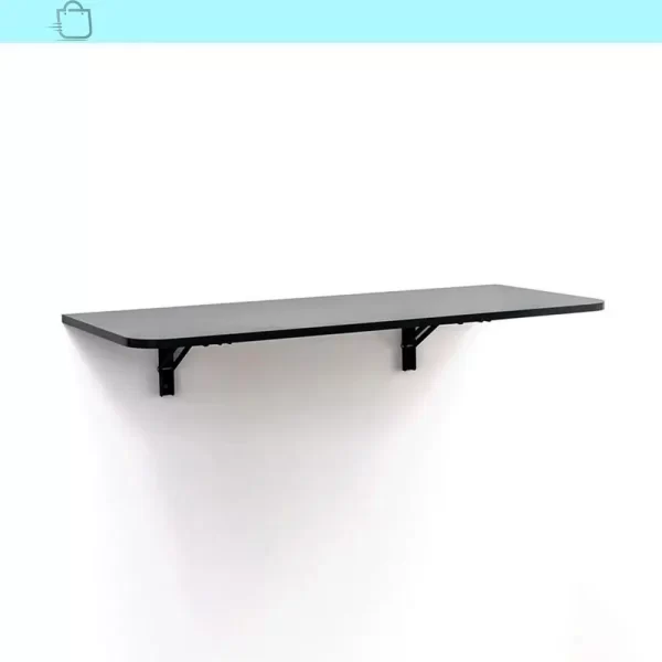 Mesa Suspensa em MDP Retrátil para Paredes Preta 80x41cm - Imagem 2