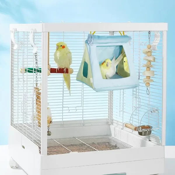 Periquito ninho cockatiel cabana pássaro rede para gaiola quatro estações papagaio casa acessórios para casa animal de estimação quarto café - Imagem 2