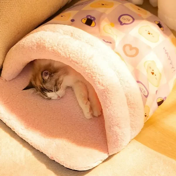 Aconchegante caverna cama de cachorro dobrável ninho de gato chinelo forma quente caixa de cachorro esteira inverno bonito coelho gatinho cuddler cama espessada para interior - Imagem 2