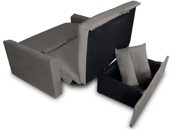 Sofá-cama Casal 2 Lugares com Baú Reclinável Veludo Matrix Cristal - Imagem 4
