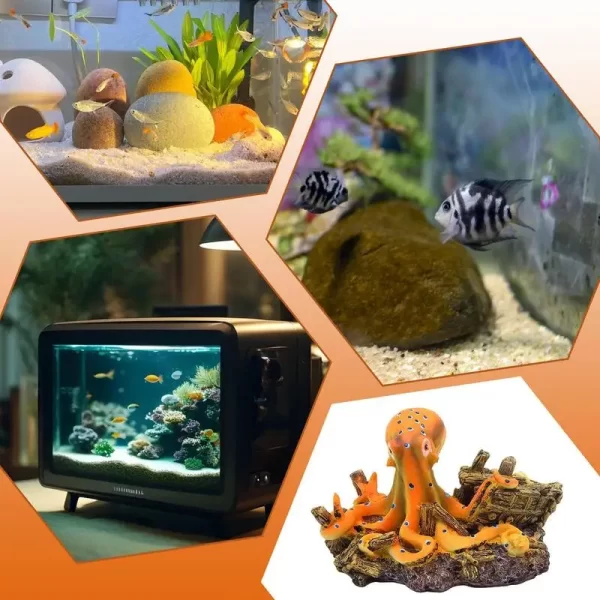 Polvo paisagismo decorações do tanque de peixes tanque bonito mar animal decoração polvo aquário paisagismo acessórios para água doce ou - Imagem 4