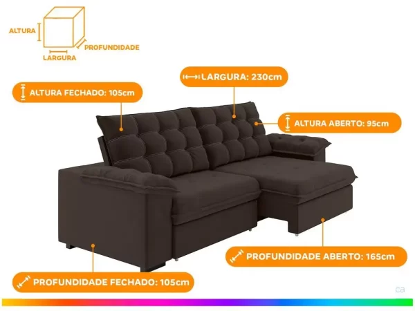 Sofá 3 Lugares Retrátil Reclinável Veludo Vancouver Besthouse - Imagem 4