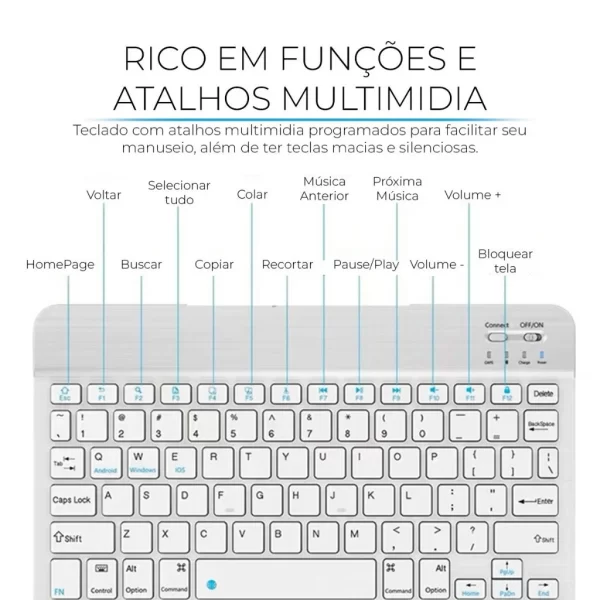 Kit Teclado E Mouse Bluetooth 5.2 Compatível Pc iPhone Android - Imagem 3