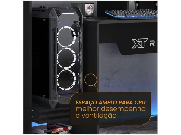 Mesa Gamer XT Racer Expert Preta e - Imagem 4