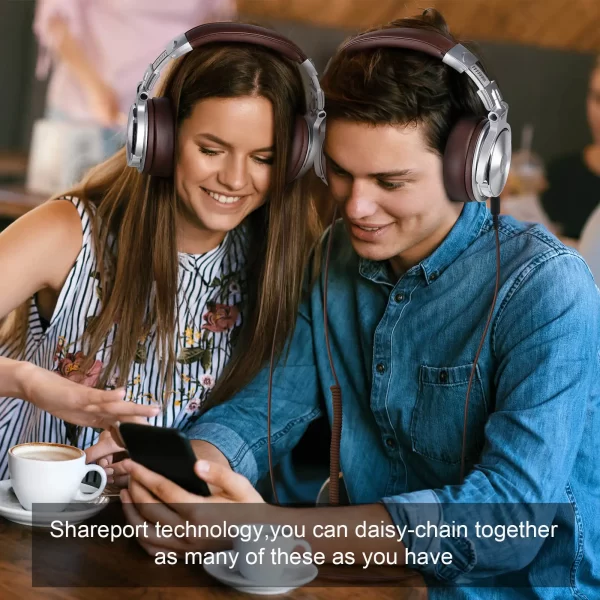 Oneodio fones de ouvido com fio profissional estúdio dj fone de ouvido com microfone sobre a orelha de alta resolução monitoramento para música telefone - Imagem 3