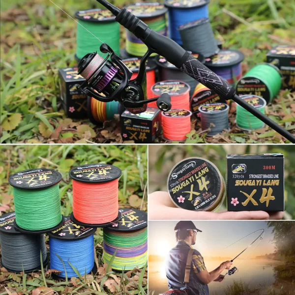 Sougayilang-linha de pesca trançada, tudo para água salgada, pesca marítima, Multifilament PE, 4X, 100 m, 300m, 5 cores, 66LB - Imagem 6