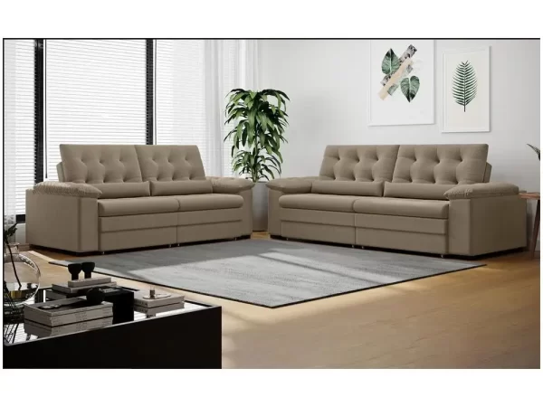 Conjunto de Sofás 2 e 3 lugares Retrátil Reclinável Suede Phormatta Colômbia SMP
