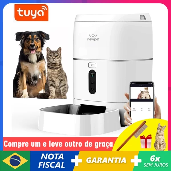 Tuya-Alimentador automático para animais com aplicativo inteligente, adequado para cães e gatos de pequeno e médio porte, dispensador de alimentos, alimentação remota
